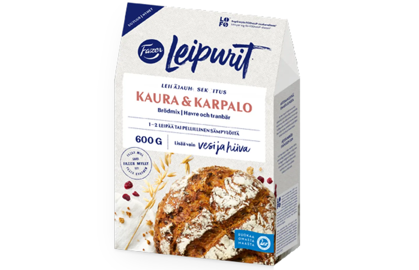 Fazer Leipurit Kaura & karpalo leipäjauhosekoitus 600 g 