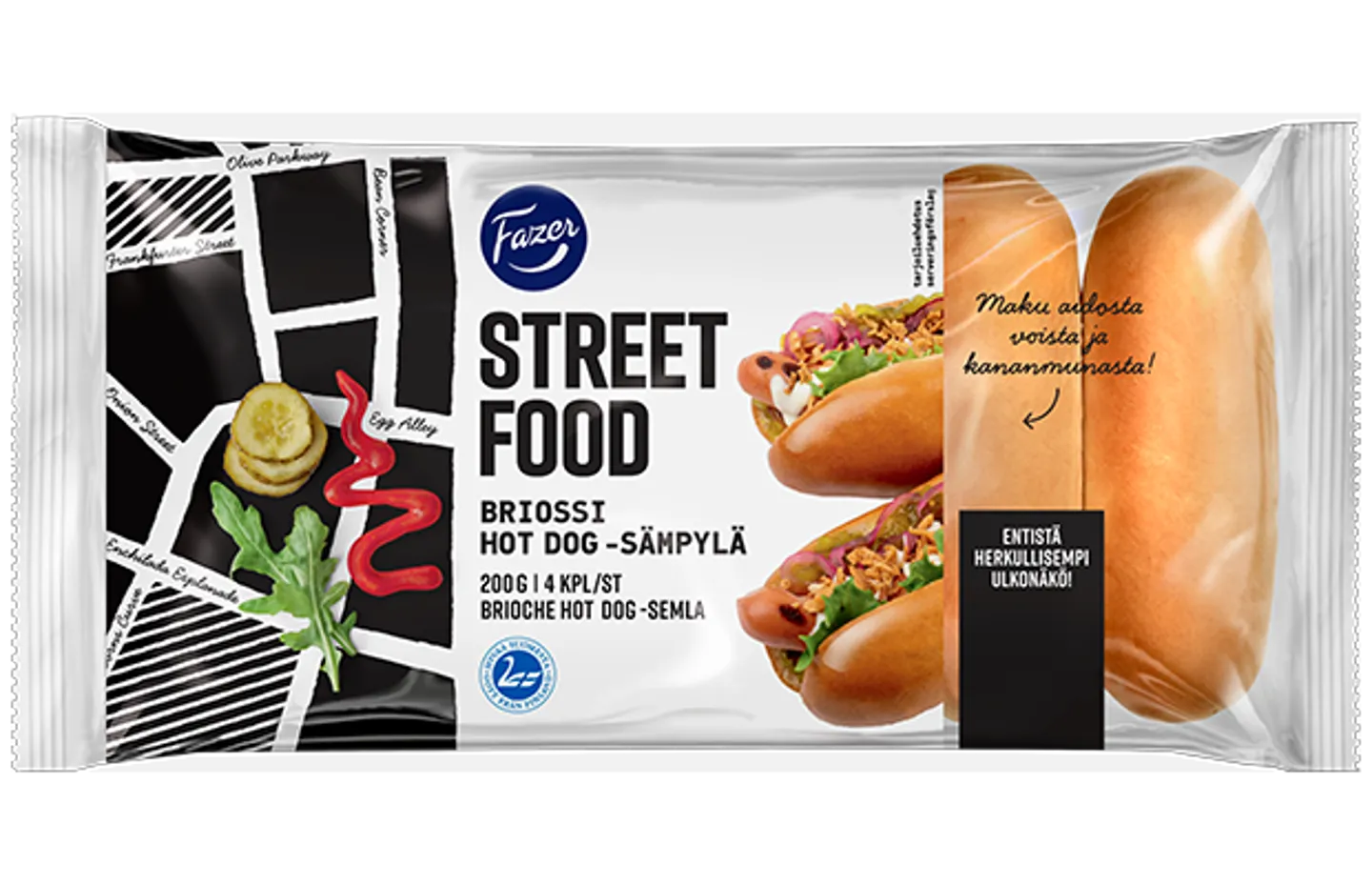 Fazer Street Food Briossi Hot dog -sämpylä 4kpl 200g 